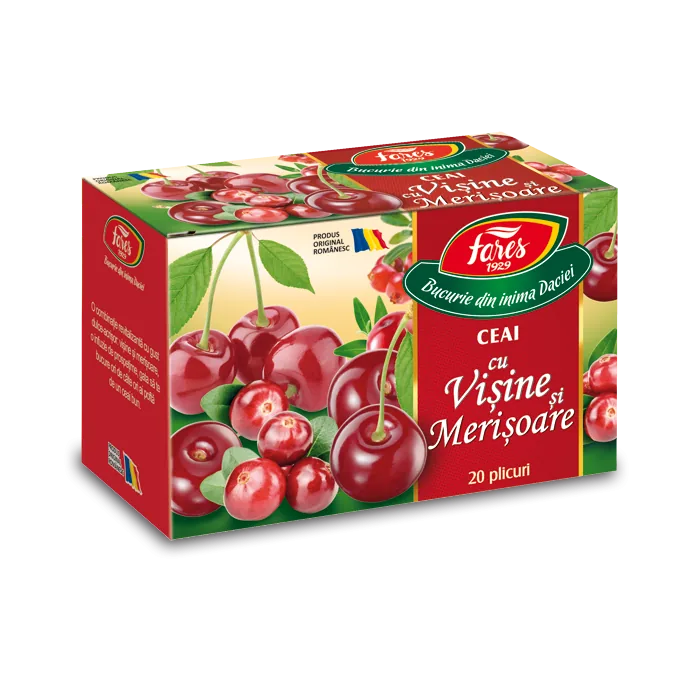 Ceai cu visine si merisoare, 20 plicuri, Fares