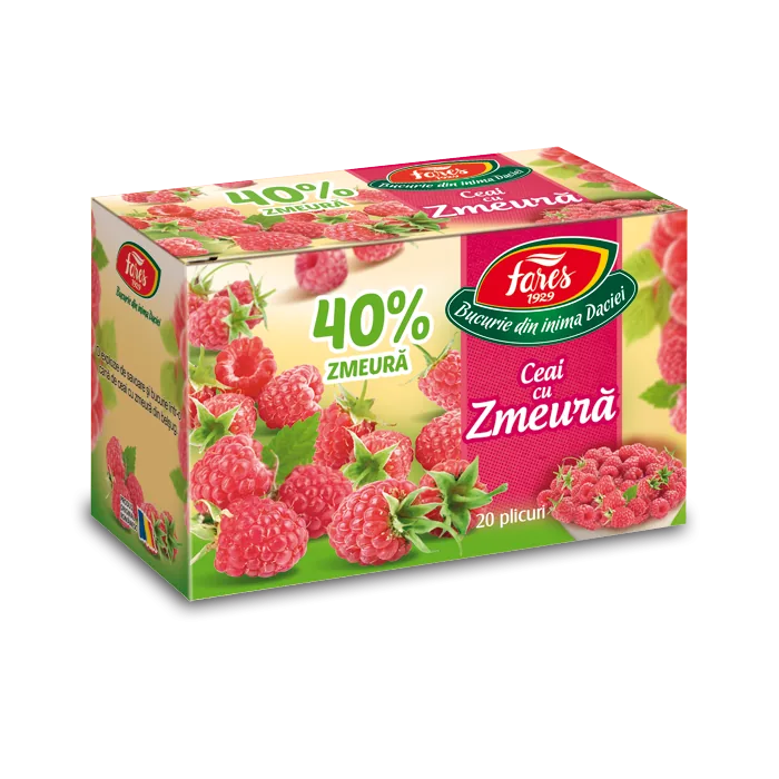 Ceai cu zmeura 40%, 20 plicuri, Fares