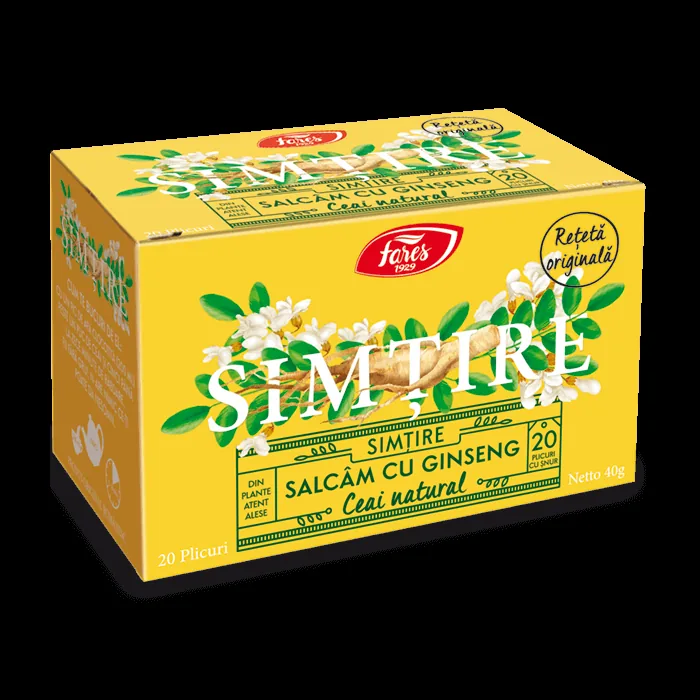 Ceai de salcam cu ginseng Simtire, 20 plicuri, Fares
