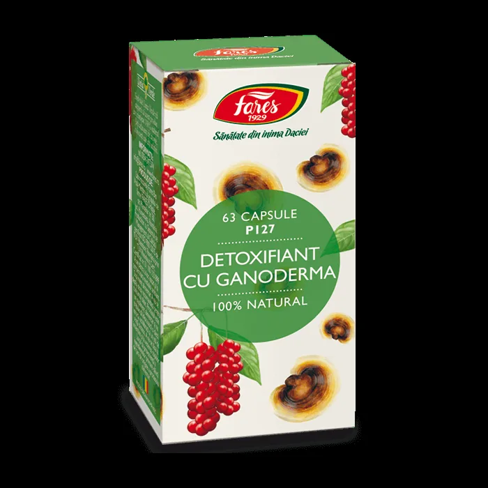 Detoxifiant cu ganoderma, 63 capsule, Fares