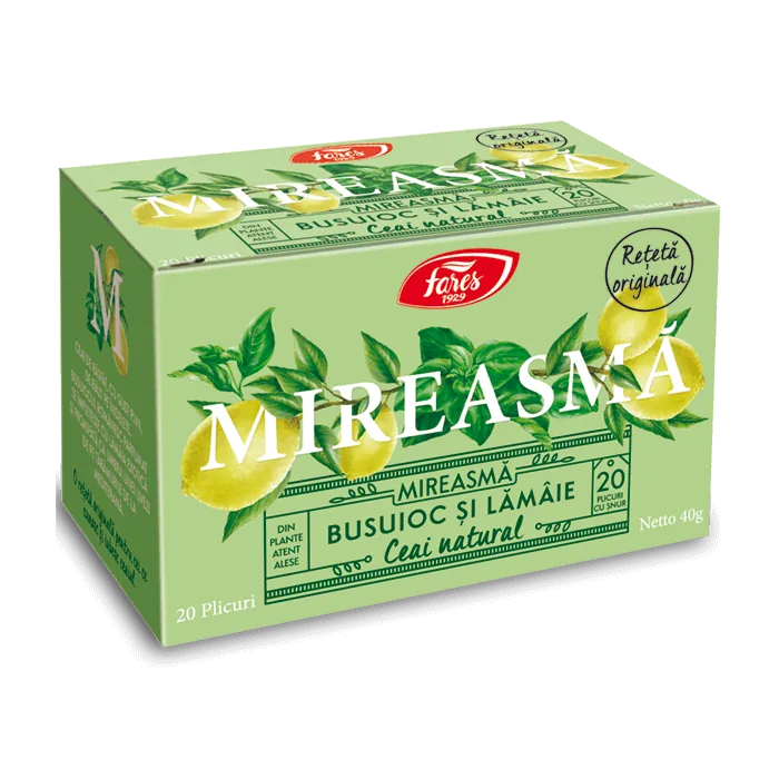 Ceai cu busuioc si lamaie Mireasma, 20 plicuri, Fares