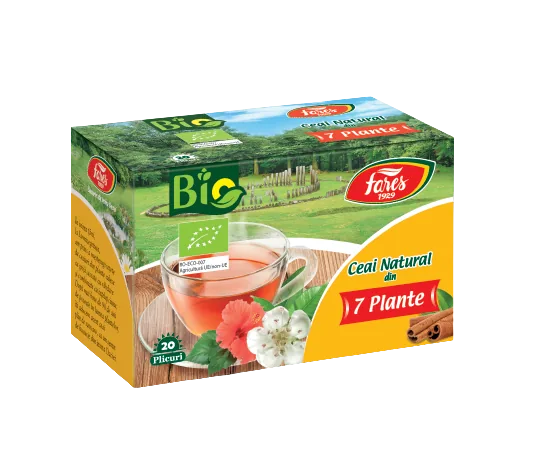 Ceai natural din 7 plante bio, 20 plicuri, Fares