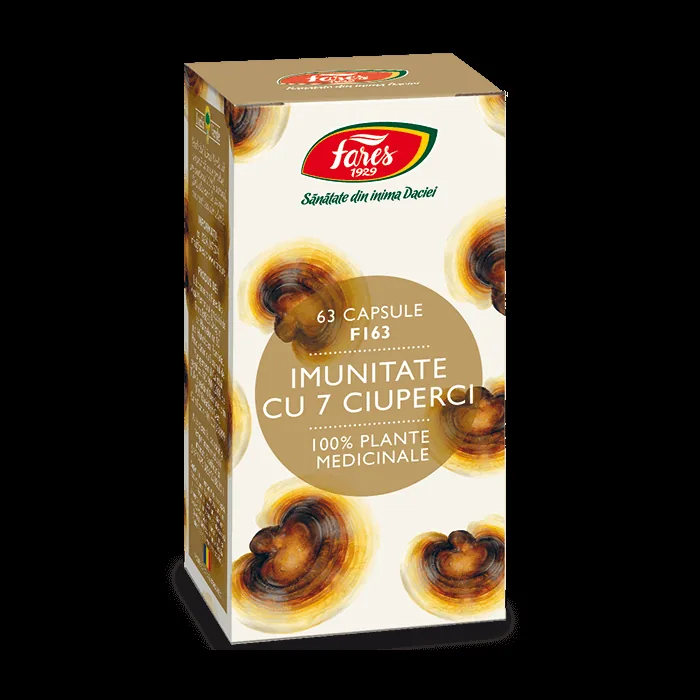 Imunitate cu 7 ciuperci F163, 63 capsule, Fares
