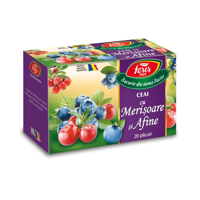 Ceai de merisoare si afine, 20 de plicuri, Fares