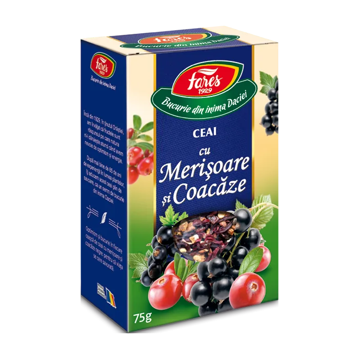 Ceai cu merisoare si coacaze, 75g, Fares